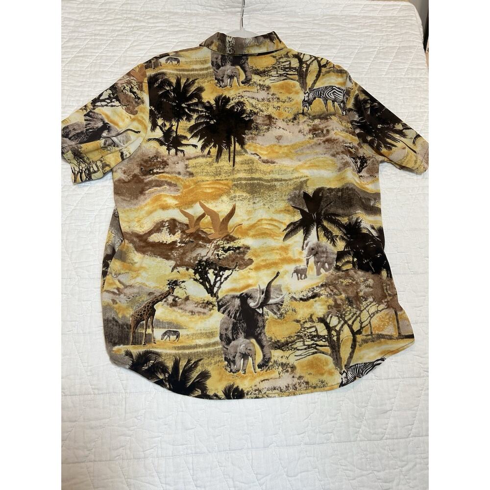 Kathy Che Women's Safari button blouse Print Chiffon Shirt Sz 16 Elephant Zebra - Picture 5 of 5